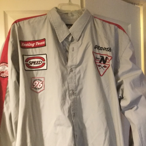 Ninety Six 96 North racing Mens Shirt w Sewn Patches - Picture 1 of 5